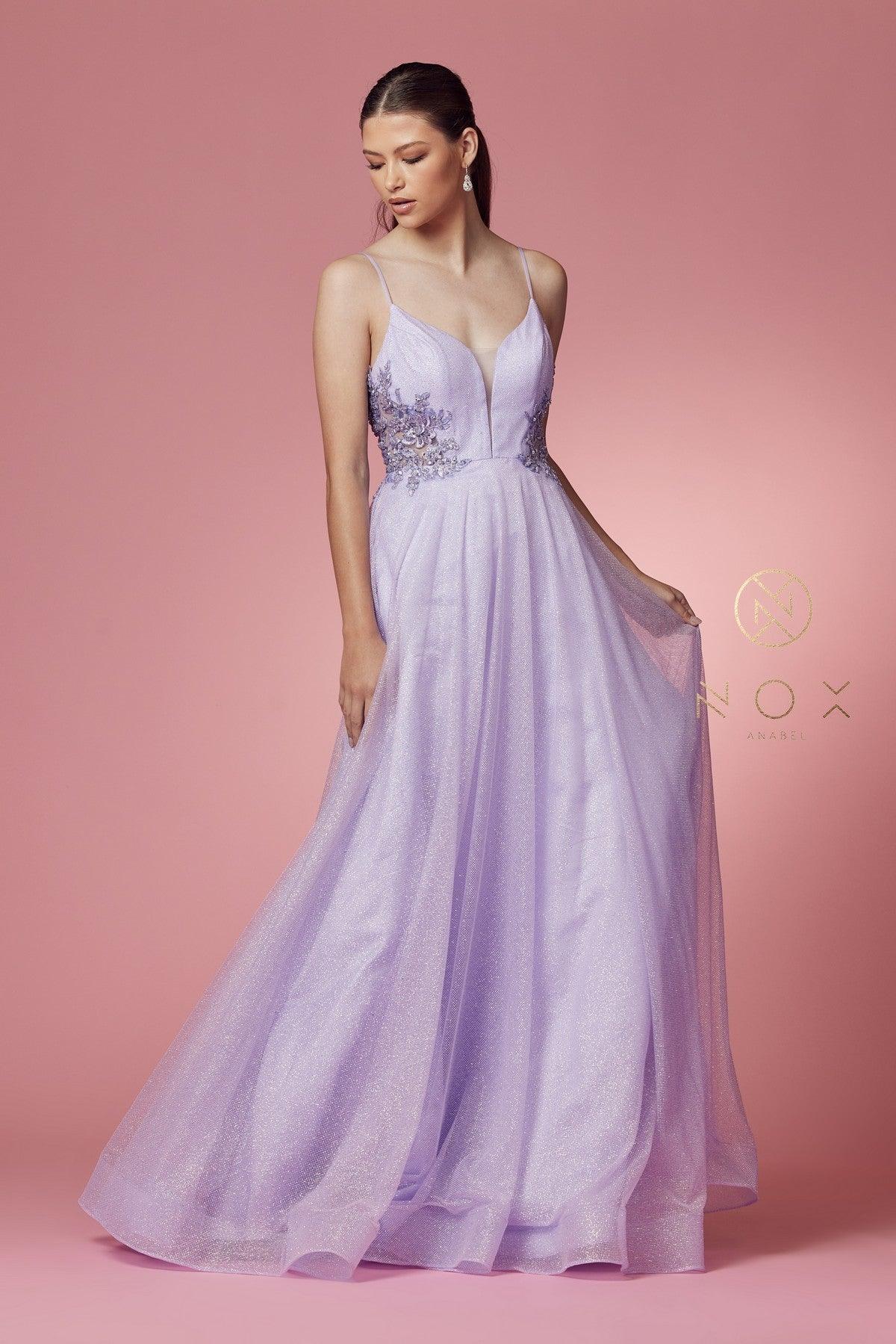 Spaghetti Strap A-Line Long Prom Dress - The Dress Outlet