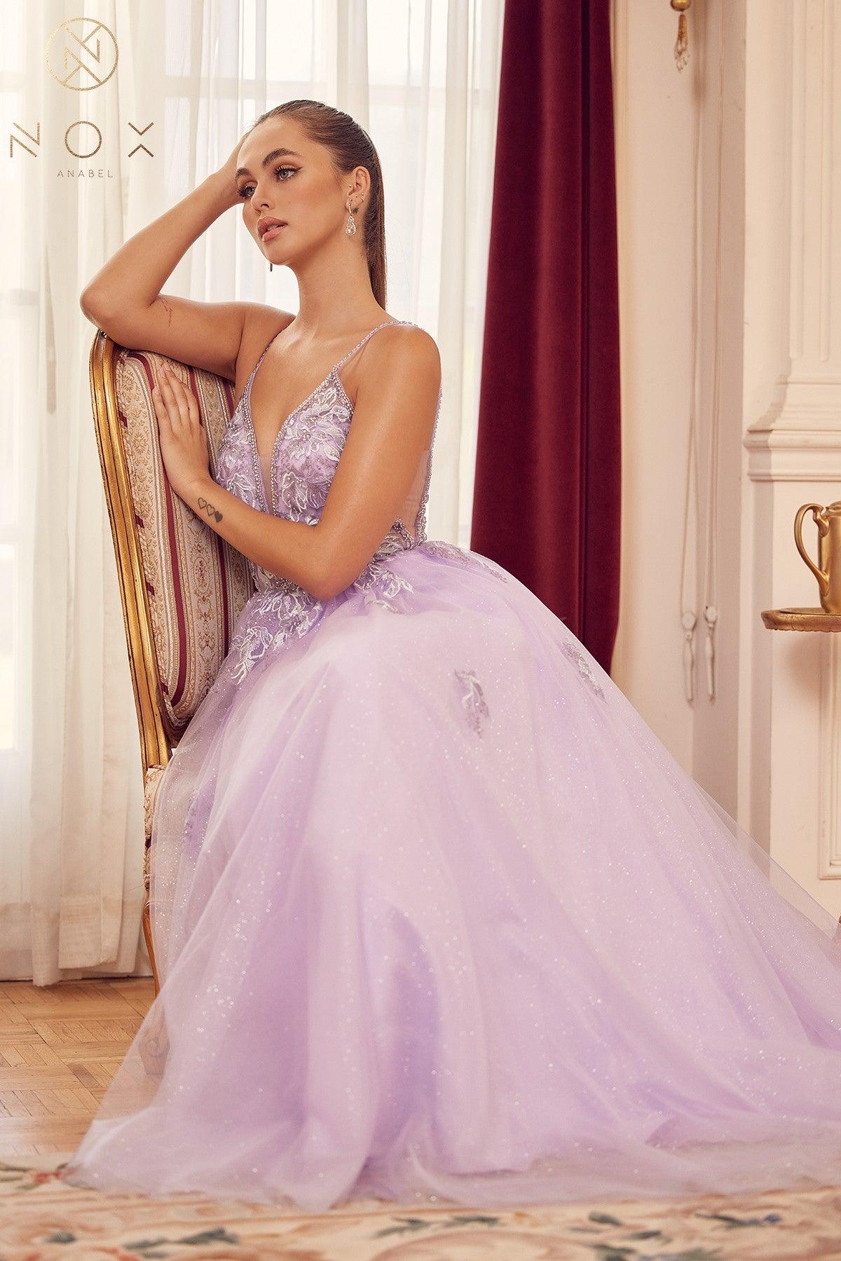 Spaghetti Strap A-Line Long Prom Dress - The Dress Outlet