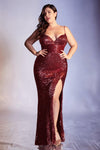 Spaghetti Strap Long Plus Size Evening Dress - The Dress Outlet