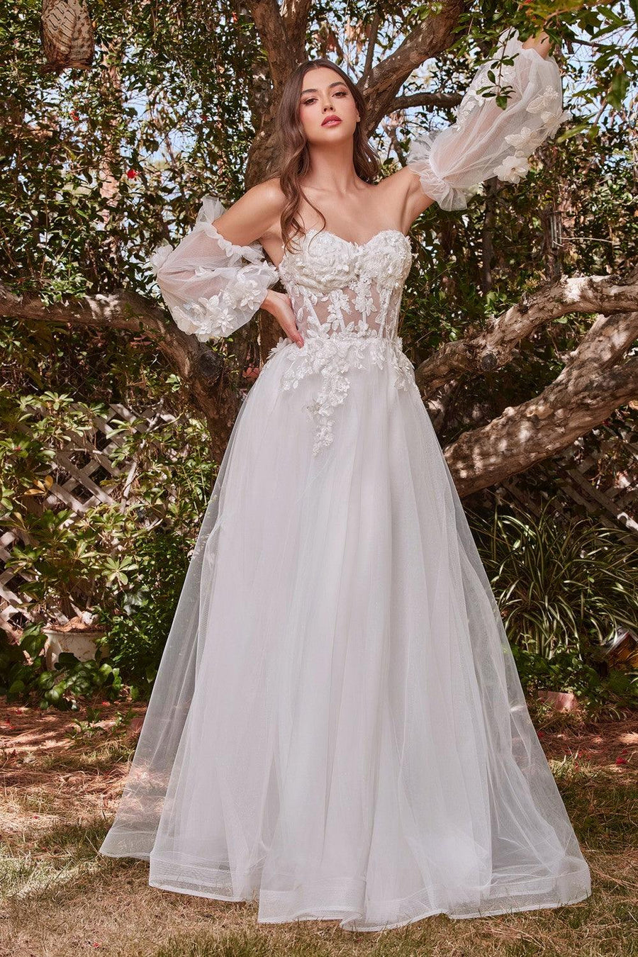 Strapless A-Line Lace Wedding Gown - The Dress Outlet