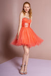 Strapless Beaded Tulle Short Prom Dress - The Dress Outlet