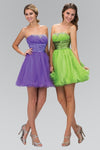 Strapless Beaded Tulle Short Prom Dress - The Dress Outlet