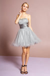 Strapless Beaded Tulle Short Prom Dress - The Dress Outlet