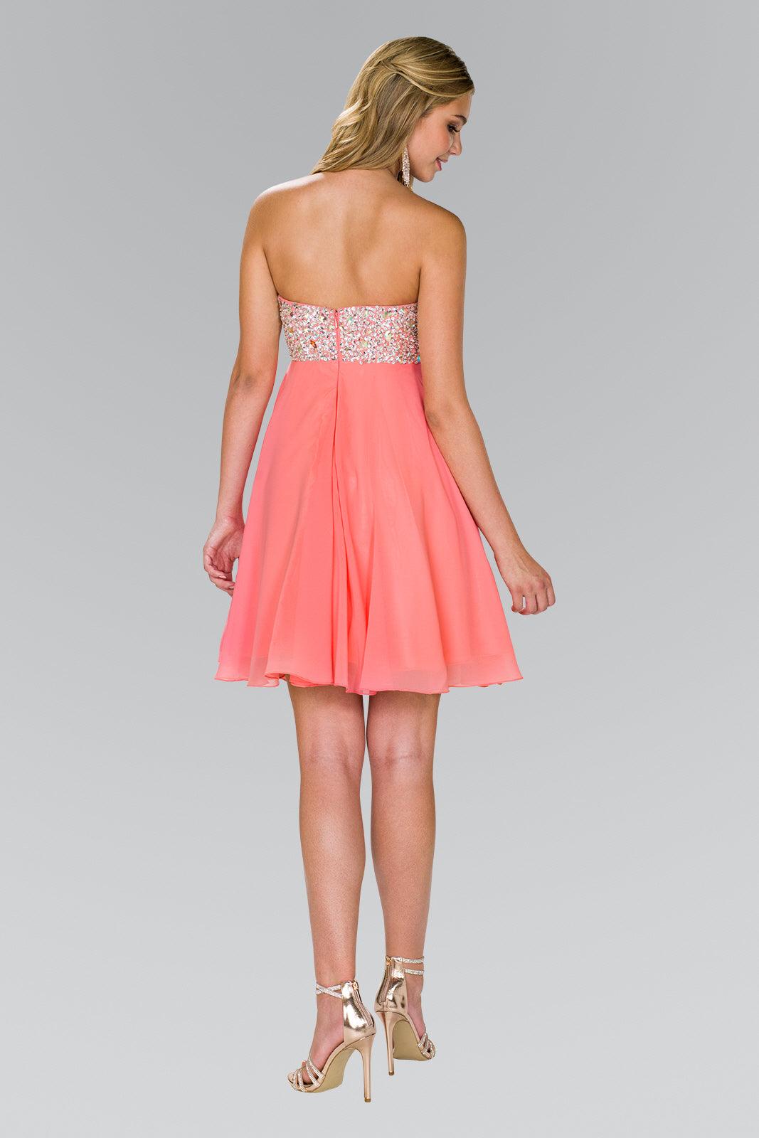 Strapless Chiffon Short Cocktail Dress - The Dress Outlet