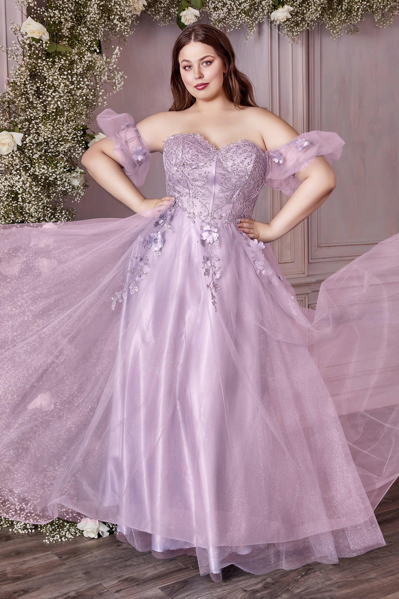 Mauve Rose Cinderella Divine CD7485C Spaghetti Strap Long Prom Dress Plus  Size for $125.0, – The Dress Outlet