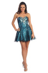 Strapless Sequined Short Prom Dress - The Dress Outlet