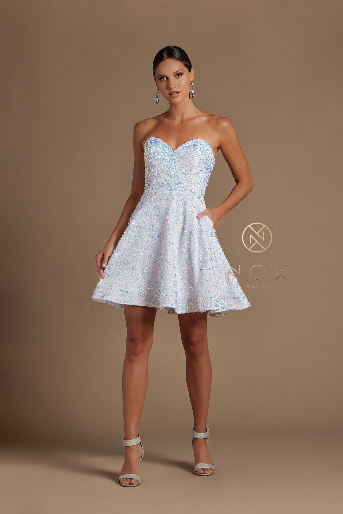 Strapless Sequins Short Homecoming Dress Sale - The Dress Outlet