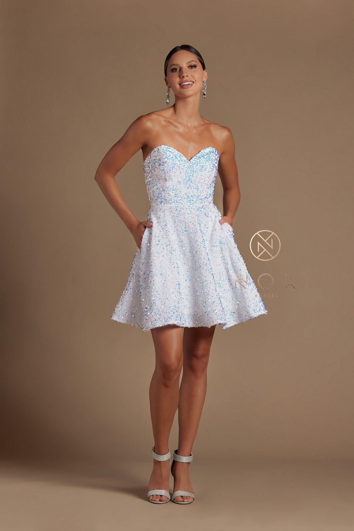 Strapless Sequins Short Homecoming Dress Sale - The Dress Outlet