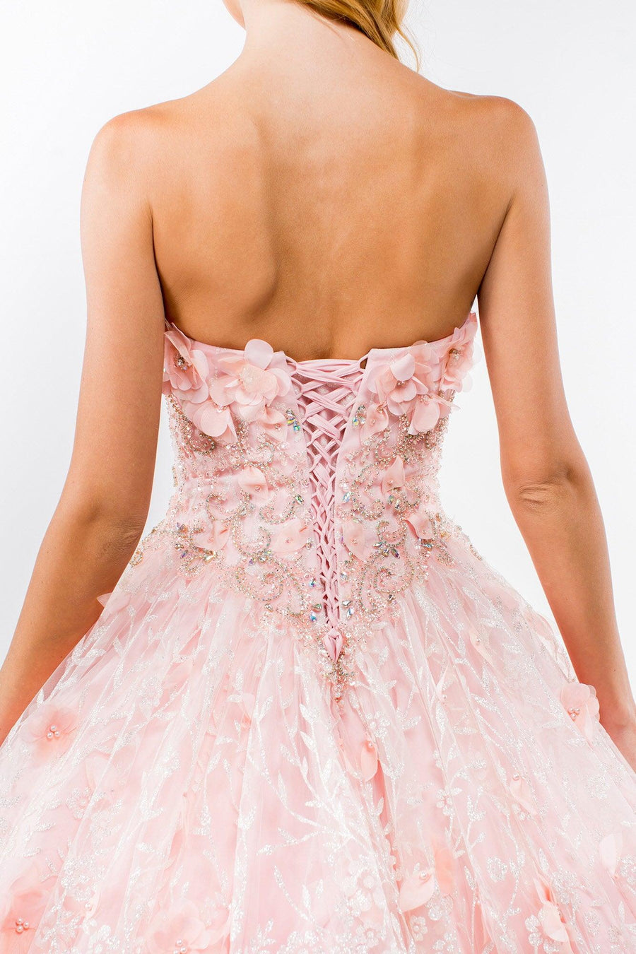 Strapless with Mesh Cape Quinceanera Dress - The Dress Outlet