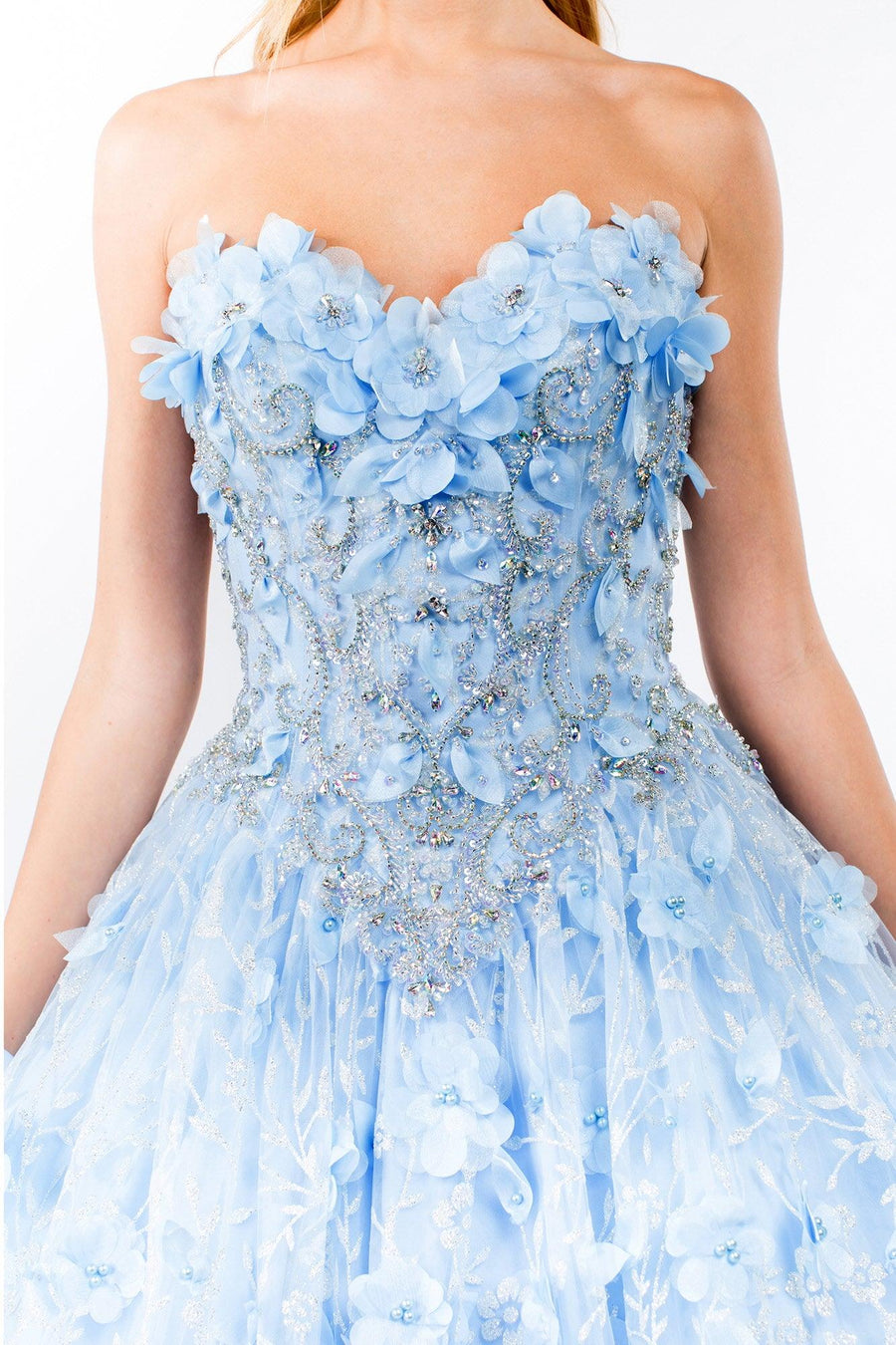 Strapless with Mesh Cape Quinceanera Dress - The Dress Outlet