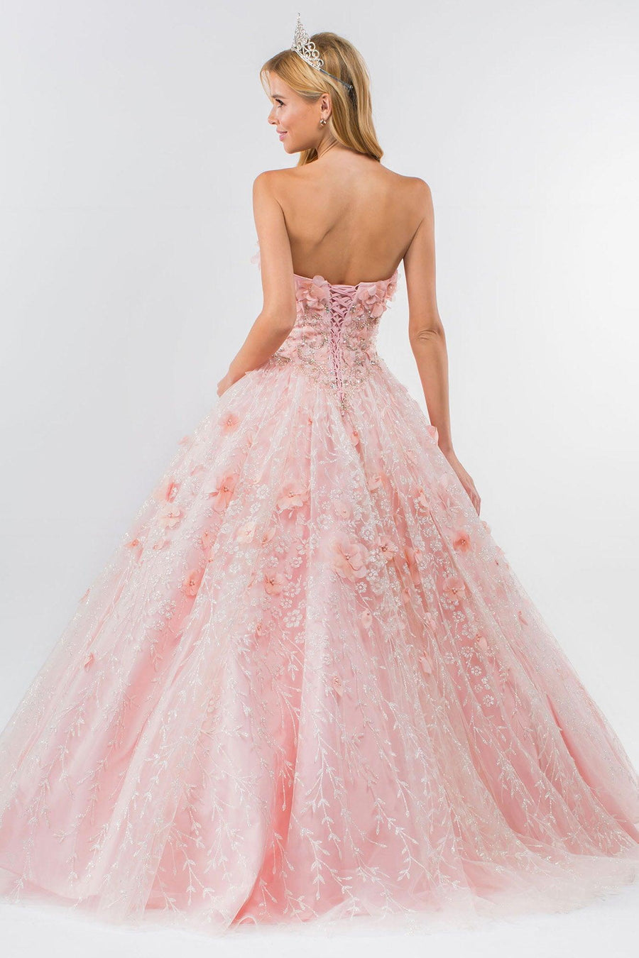 Strapless with Mesh Cape Quinceanera Dress - The Dress Outlet