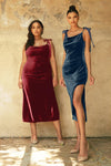 Stretch Velvet Midi Cocktail Dress - The Dress Outlet