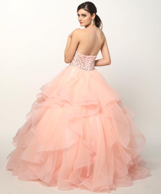 Sweet 16 Long Ball Gown Beaded Quinceanera Dress - The Dress Outlet