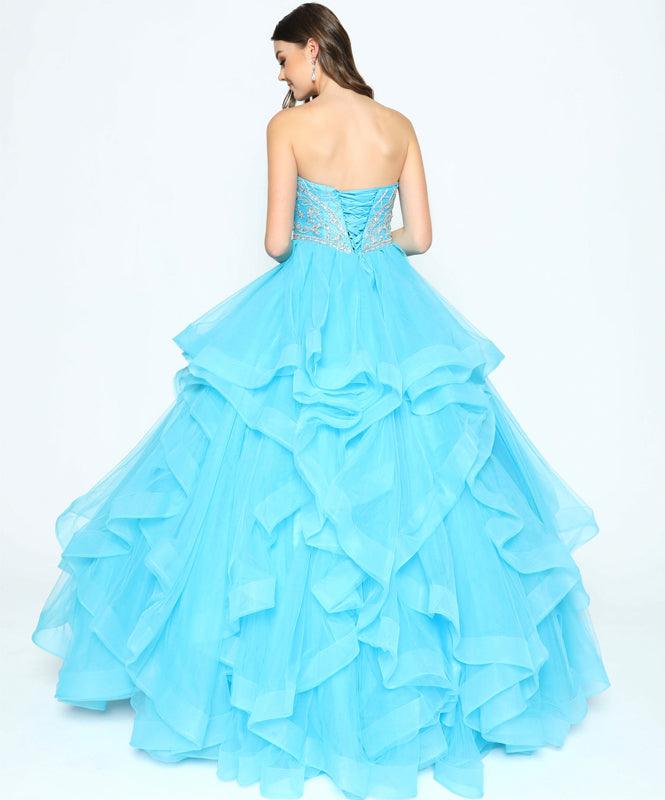 Sweet 16 Long Ball Gown Beaded Quinceanera Dress - The Dress Outlet