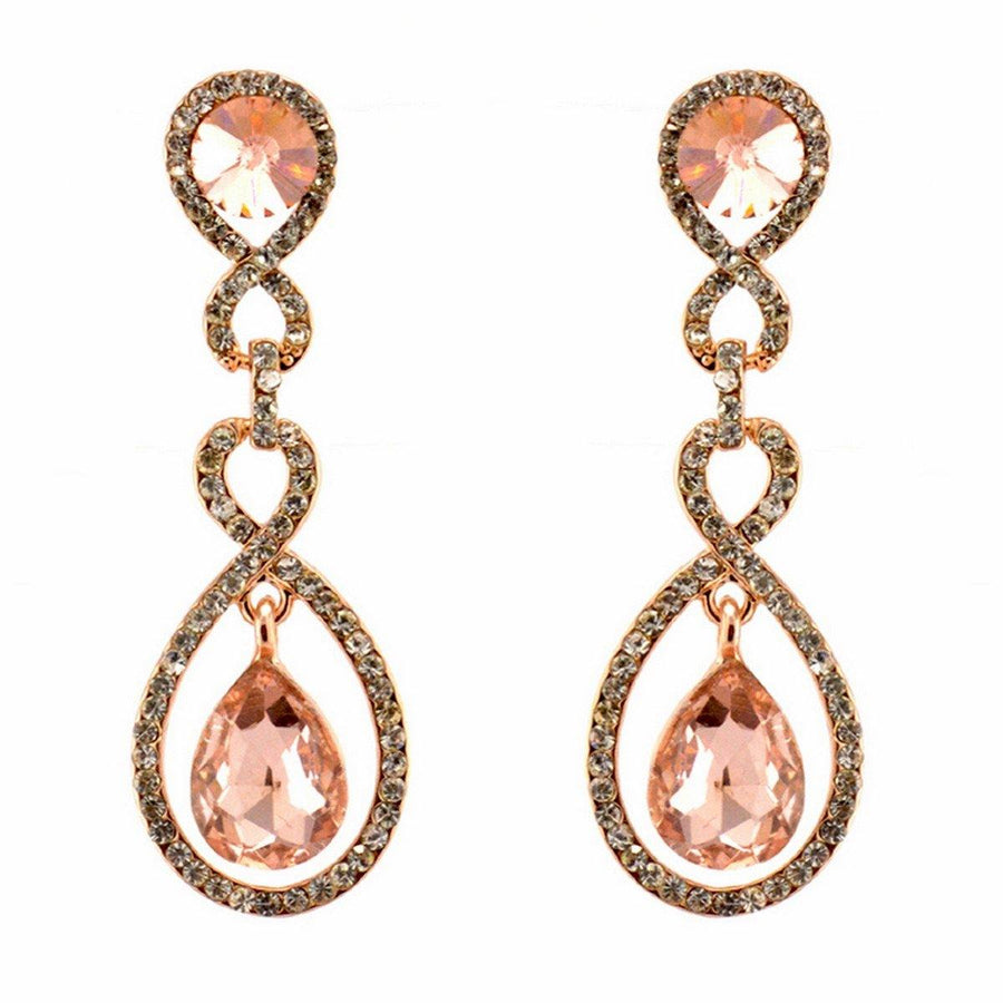 Tear Drop Shaped Clear Diamante Dangle Earrings - The Dress Outlet