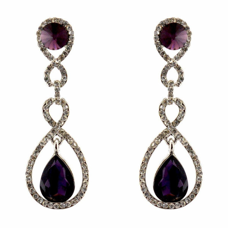 Tear Drop Shaped Clear Diamante Dangle Earrings - The Dress Outlet