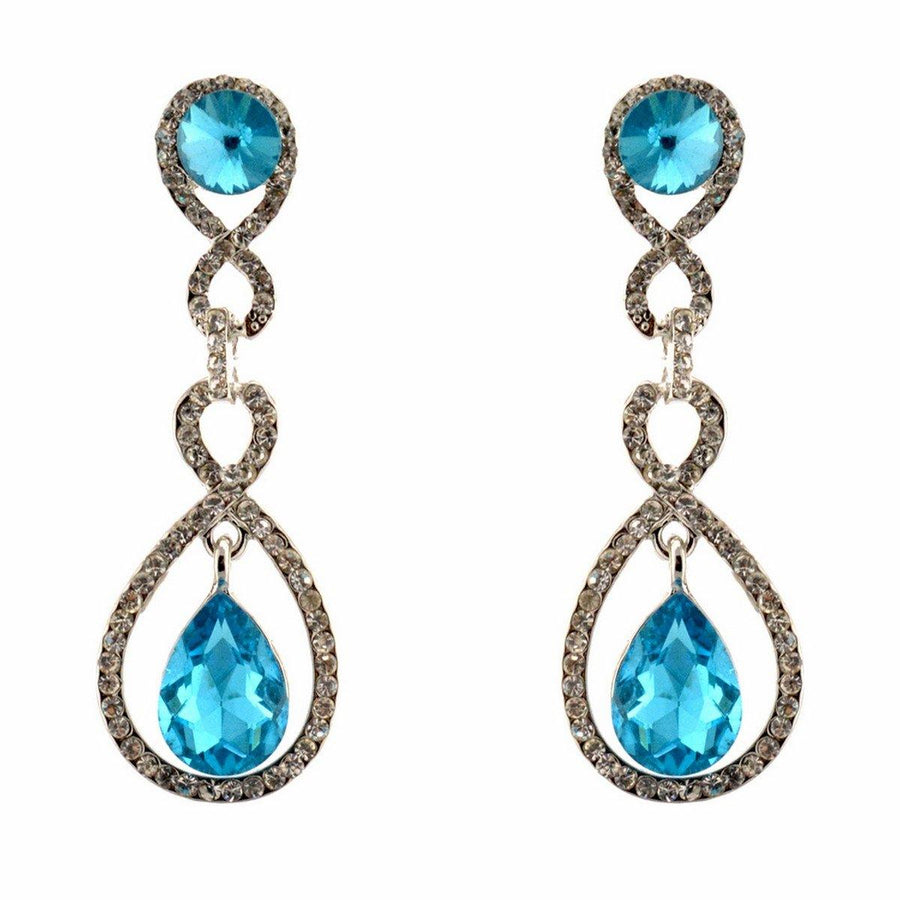 Tear Drop Shaped Clear Diamante Dangle Earrings - The Dress Outlet