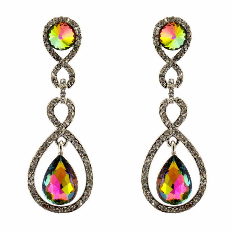 Tear Drop Shaped Clear Diamante Dangle Earrings - The Dress Outlet