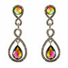 Tear Drop Shaped Clear Diamante Dangle Earrings - The Dress Outlet