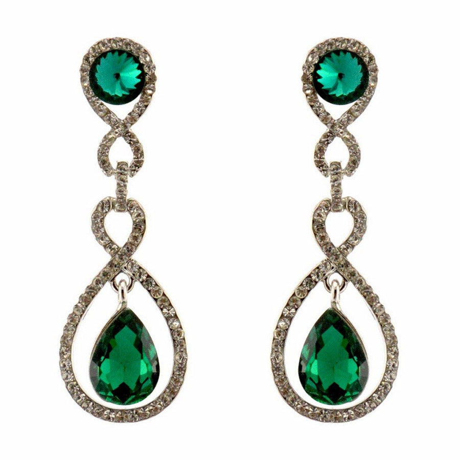 Tear Drop Shaped Clear Diamante Dangle Earrings - The Dress Outlet