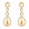 Tear Drop Shaped Clear Diamante Dangle Earrings - The Dress Outlet