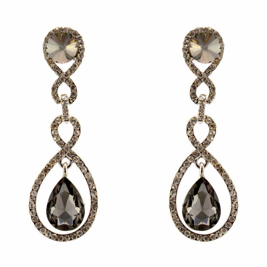 Tear Drop Shaped Clear Diamante Dangle Earrings - The Dress Outlet