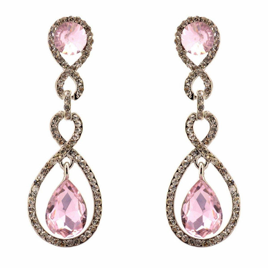 Tear Drop Shaped Clear Diamante Dangle Earrings - The Dress Outlet