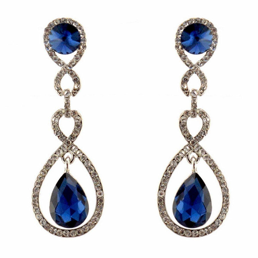 Tear Drop Shaped Clear Diamante Dangle Earrings - The Dress Outlet