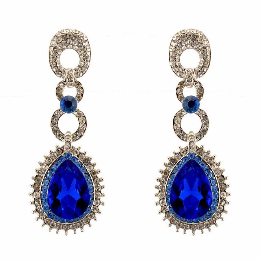 Teardrop Shaped Rhinestone Clear Diamante Earrings - The Dress Outlet