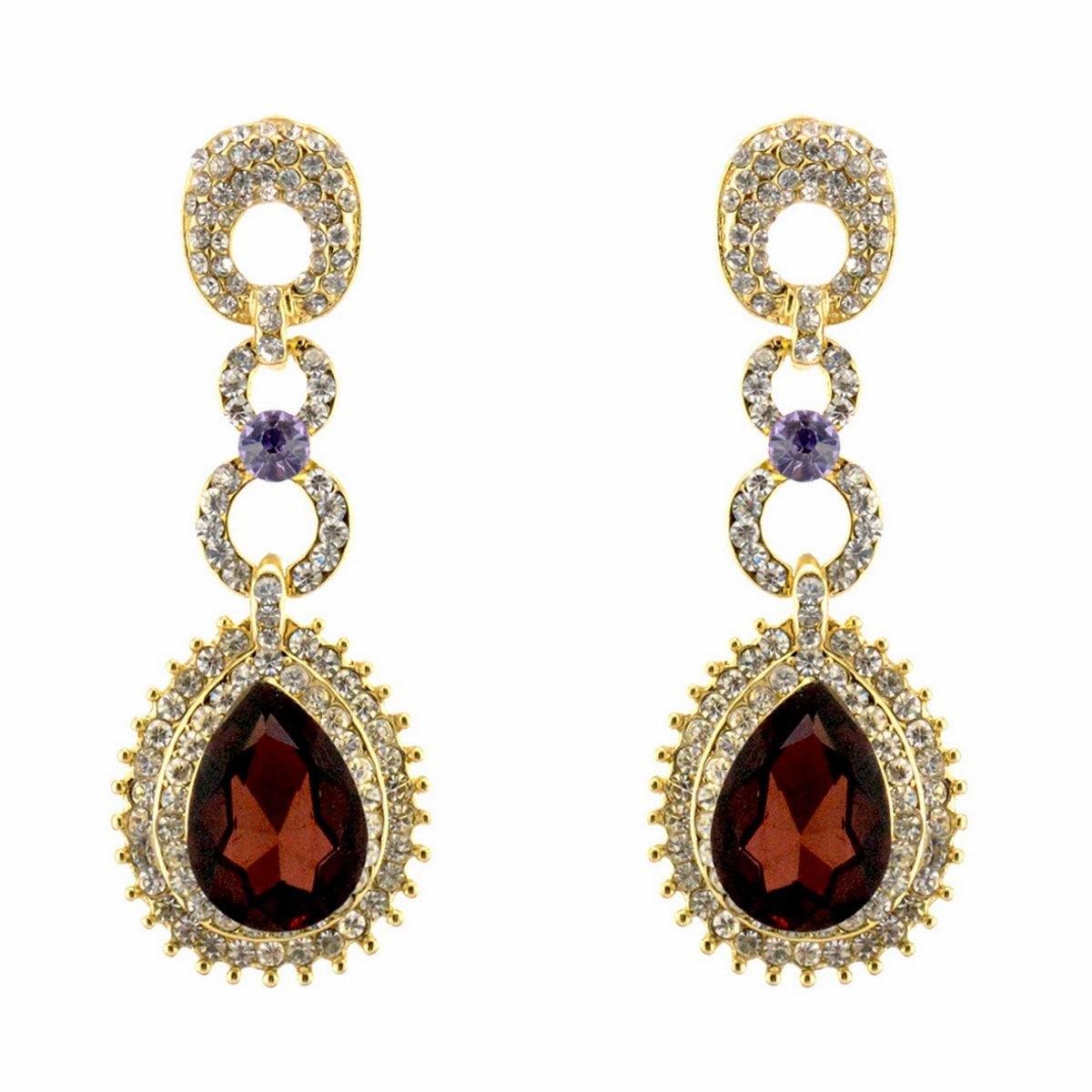 Teardrop Shaped Rhinestone Clear Diamante Earrings - The Dress Outlet