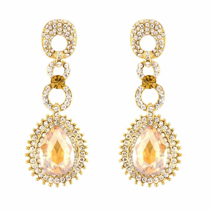 Teardrop Shaped Rhinestone Clear Diamante Earrings - The Dress Outlet