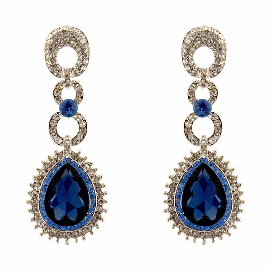 Teardrop Shaped Rhinestone Clear Diamante Earrings - The Dress Outlet