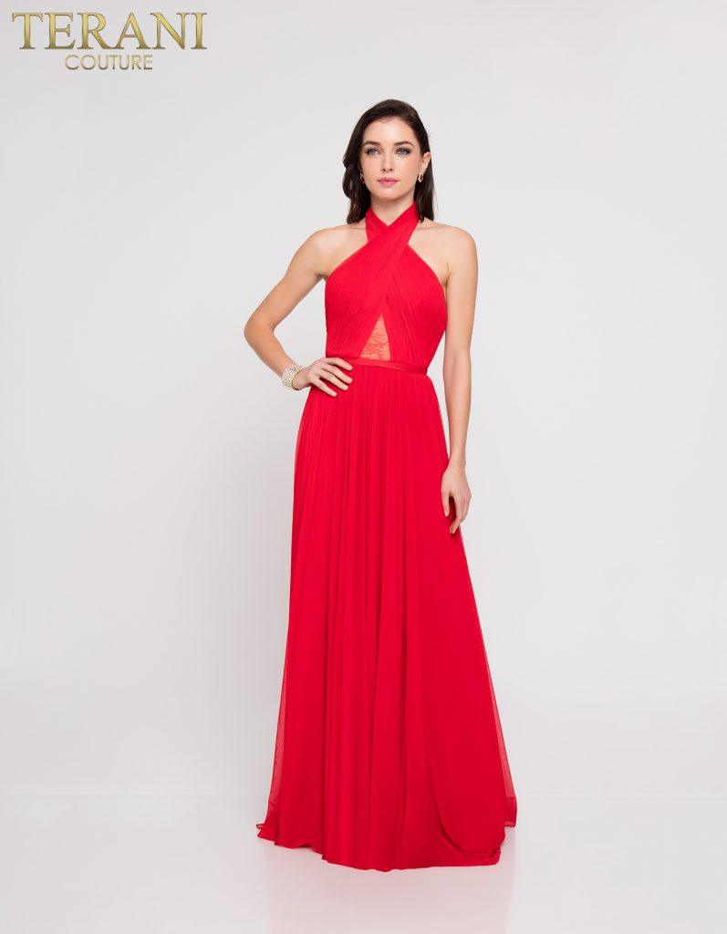 Terani Couture Bridesmaid Long Halter Gown 1813B5193 - The Dress Outlet