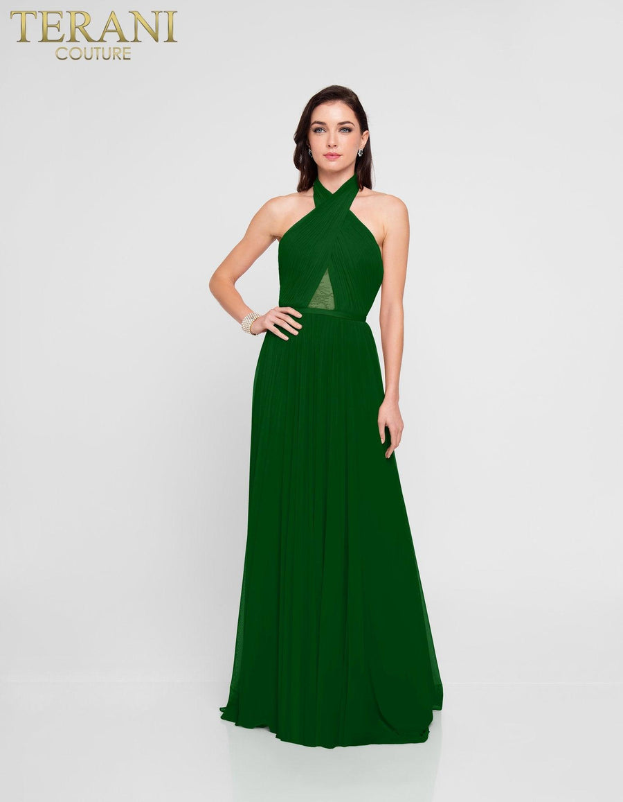 Terani Couture Bridesmaid Long Halter Gown 1813B5193 - The Dress Outlet