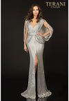 Terani Couture Elegant Caped Slim Knit Mother Of Bride Dress 2011M2154 - The Dress Outlet