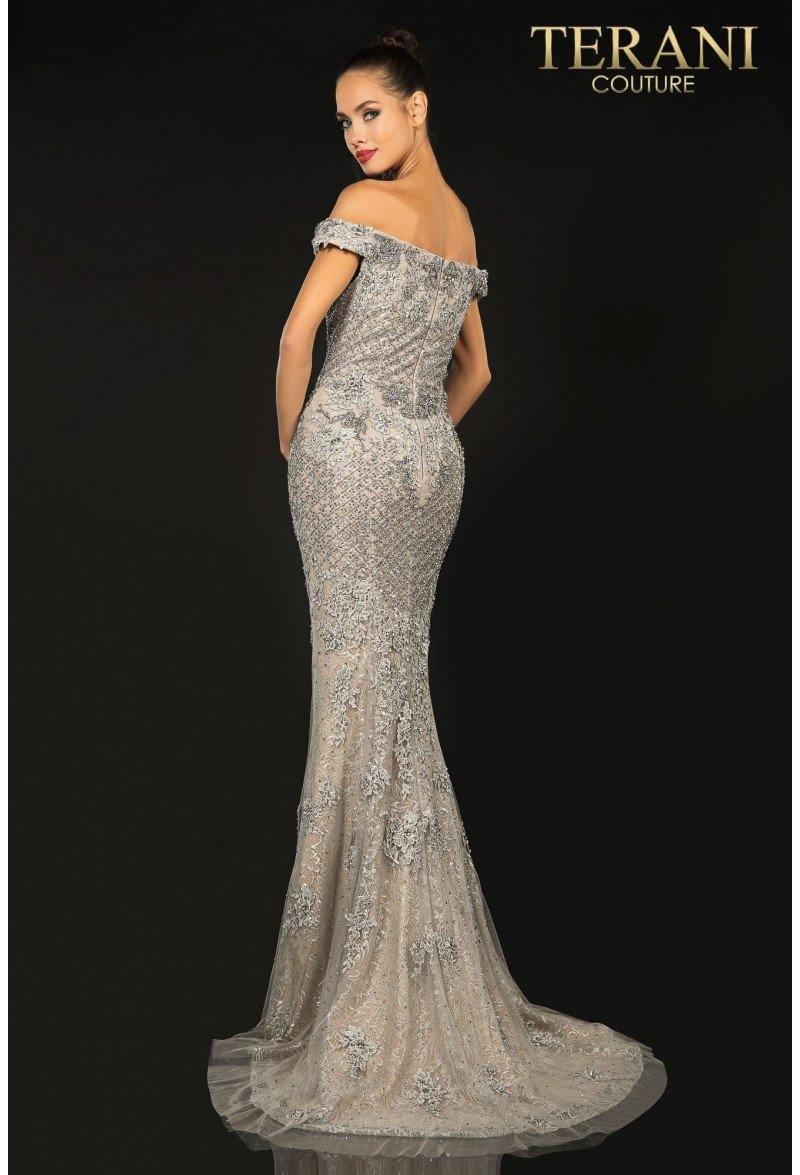 Prom Dresses Fitted Long Prom Dress Sandstone Silver