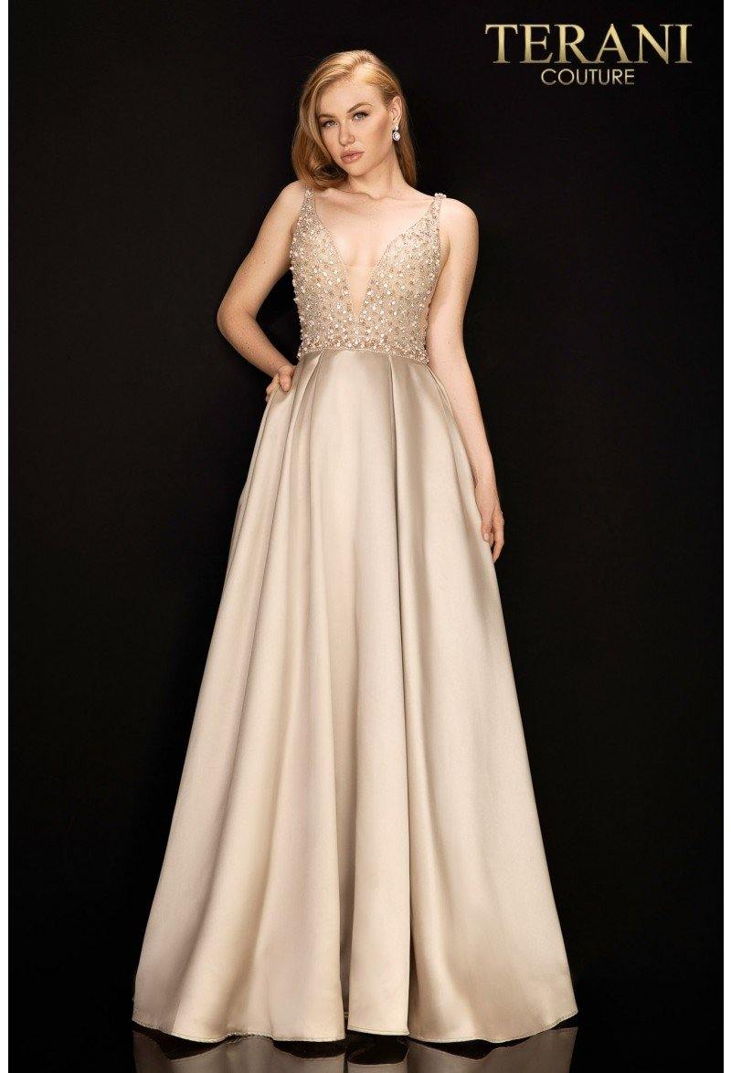 Terani Couture Illusion Beaded Prom Long Dress 2011P1094 - The Dress Outlet