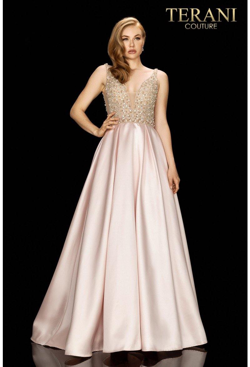 Terani Couture Illusion Beaded Prom Long Dress 2011P1094 - The Dress Outlet