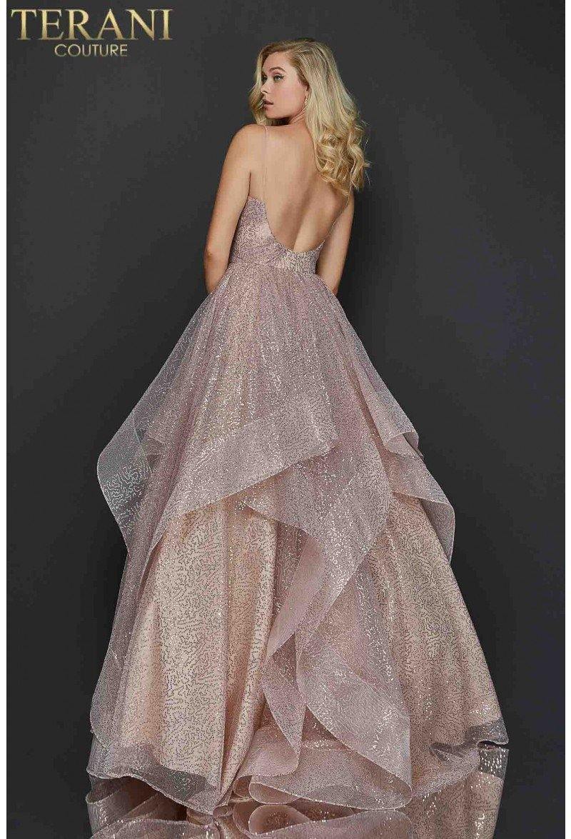 Terani Couture Long Glitter Tulle Prom Dress 2011P1214 - The Dress Outlet