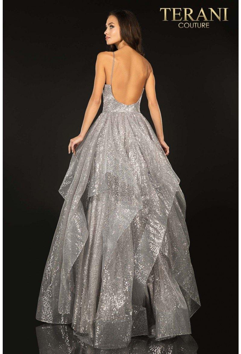 Terani Couture Long Glitter Tulle Prom Dress 2011P1214 - The Dress Outlet