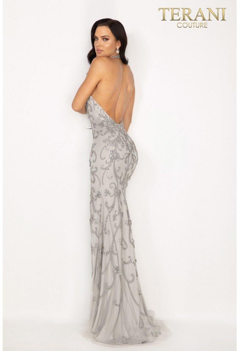 Terani Couture Long Halter Evening Gown 2012P1463 - The Dress Outlet