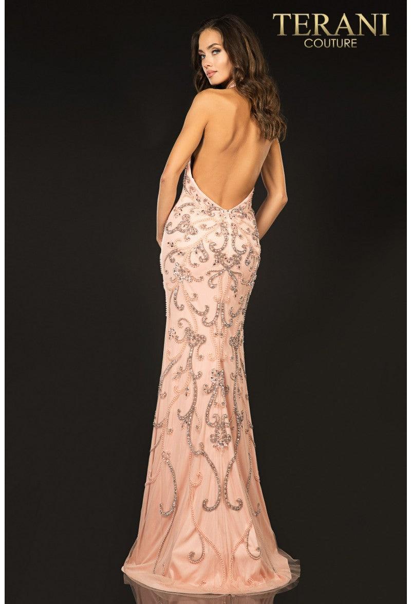 Terani Couture Long Halter Evening Gown 2012P1463 - The Dress Outlet