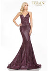 Terani Couture  Long Metallic Fitted Prom Dress 2011P1032 - The Dress Outlet