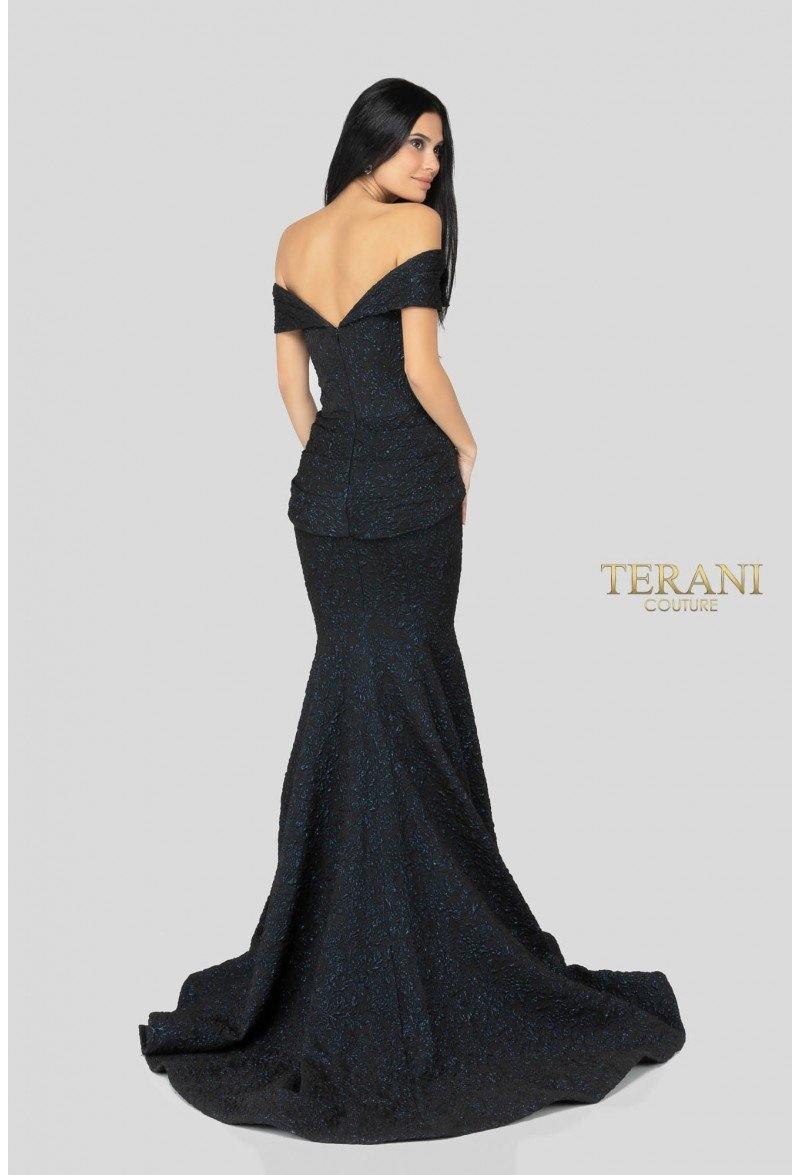 Terani Couture Long Off The Shoulder Evening Gown 1812M6657 - The Dress Outlet