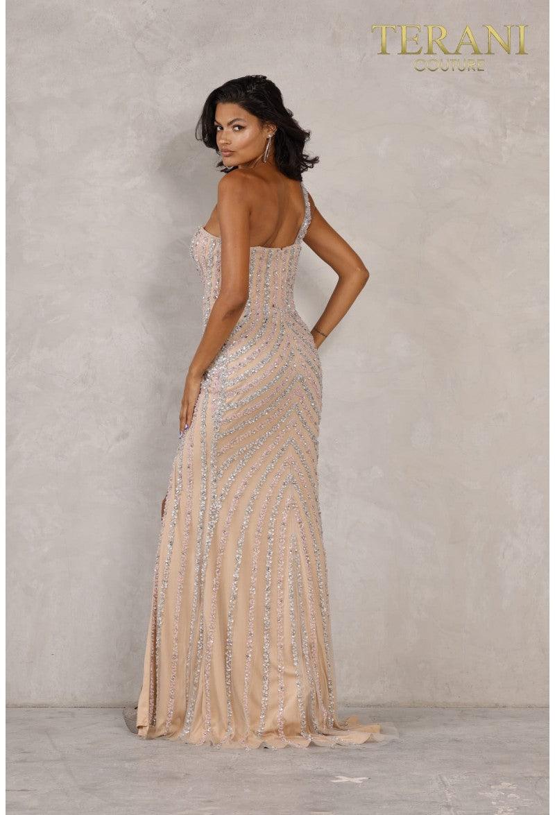 Terani Couture Long One Shoulder Prom Gown 2111P4049 - The Dress Outlet