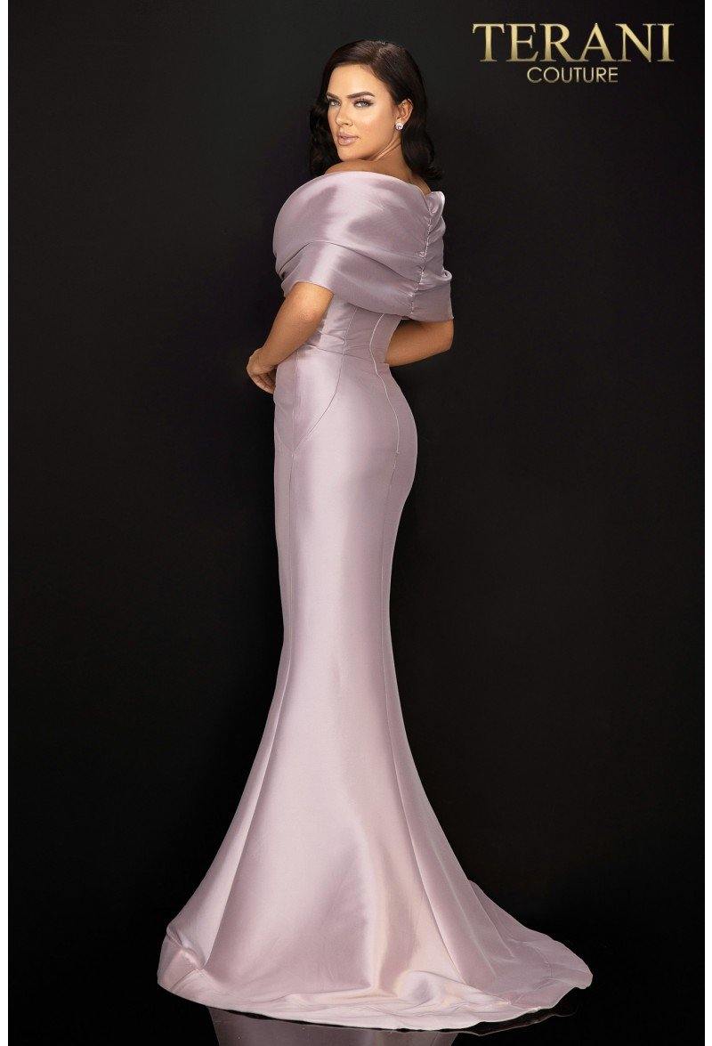 Terani Couture Mikado Off Shoulder Long Formal Gown 2011M2138 - The Dress Outlet