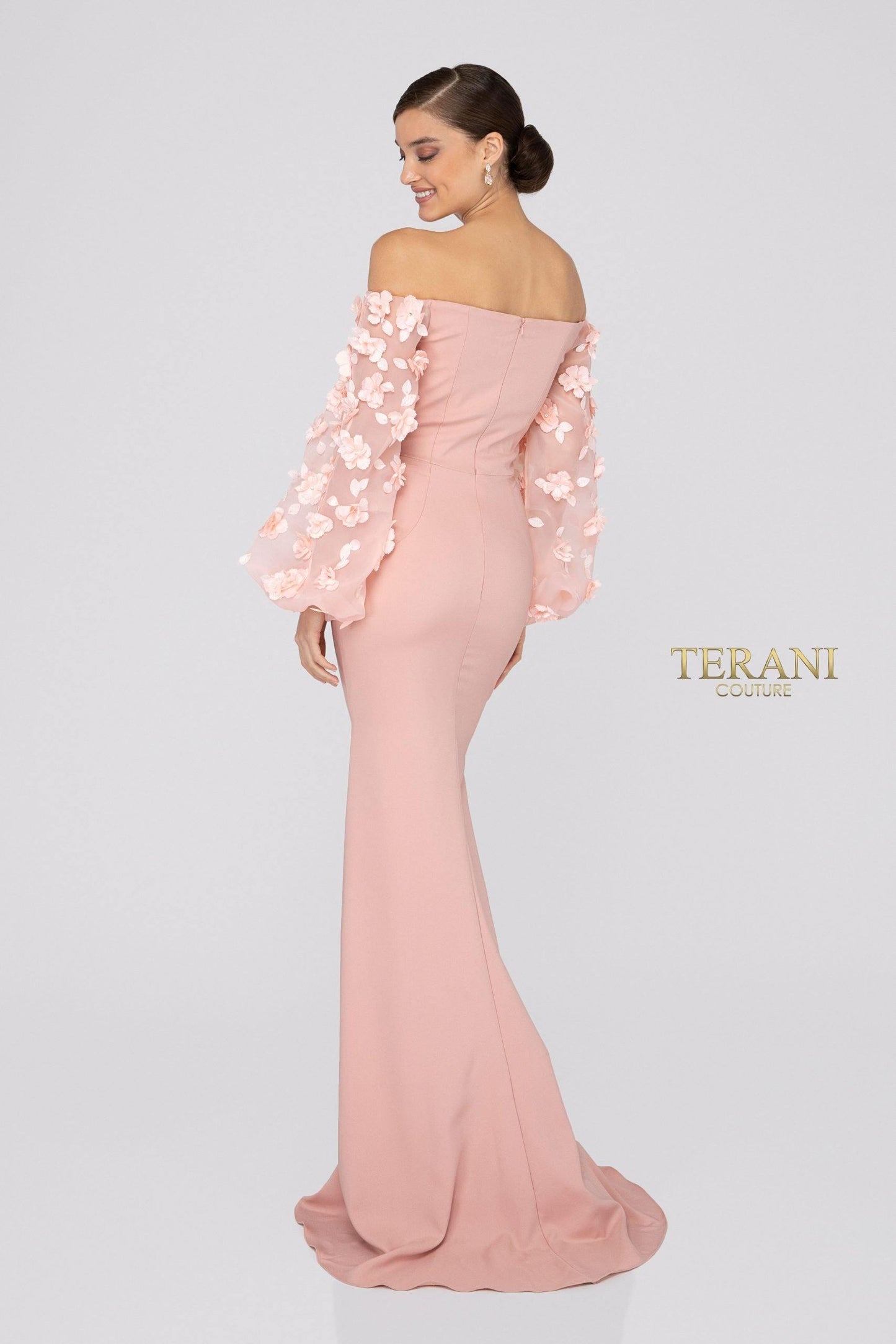 Terani Couture Organza Sleeves Evening Dress 1911E9128 - The Dress Outlet