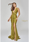 Terani Couture Sexy-Side Draped Grecian Long Gown 1921E0121 - The Dress Outlet