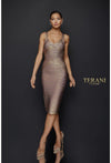 Terani Couture Short Sleeveless Metallic Dress 1921C0011 - The Dress Outlet