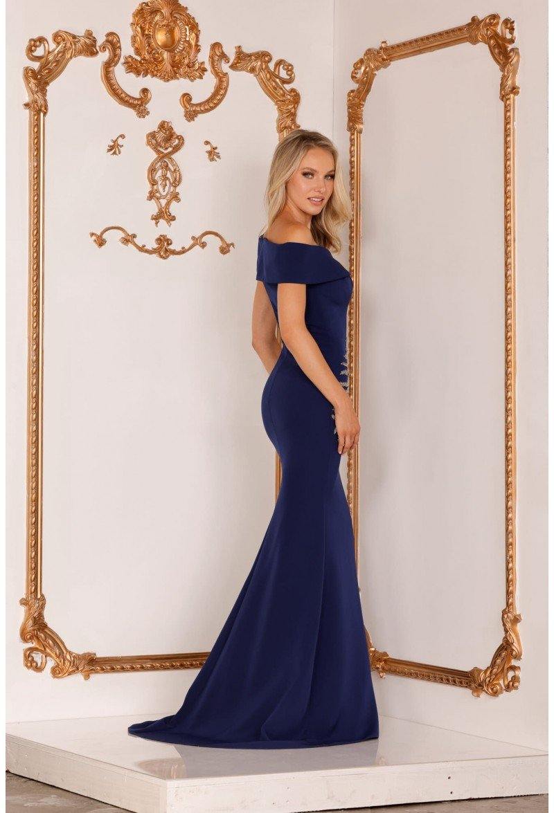 Terani Couture 2111M5289 Sleek Long Mother Of The Bride Dress Navy / 2
